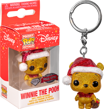תמונה של פו הדוב - WINNIE THE POOH HOLIDAY DIAMOND GLITTER SPECIAL EDITION KEYCHAIN